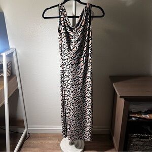 Sleeveless Cowl Neck and back Leopard Print Argentine Tango Dress